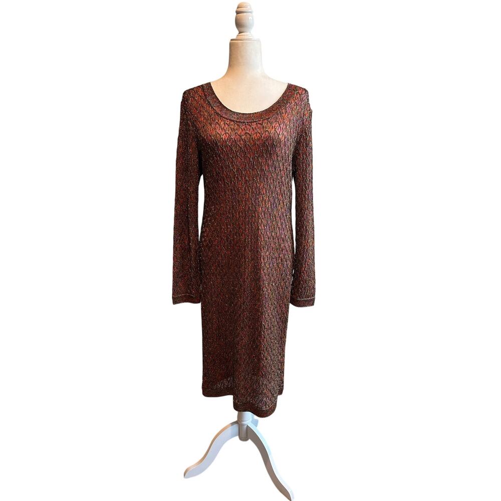 Missoni Vintage Made in Italy Crochet Knit Metallic Dress 44 or US M